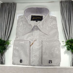 MEN'S MANZINI WHITE LONG SLEEVE FASHION HIGH BOY SPORT SHIRT. MZT-100.